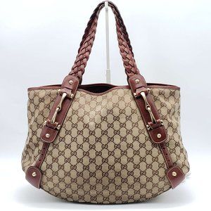 100% Authentic Gucci Leather and Canvas Brown Shoulder Bag #0650